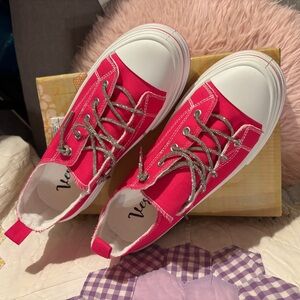 Very G Pink Sneakers with Silver Glitter Laces Size 10 Tried On